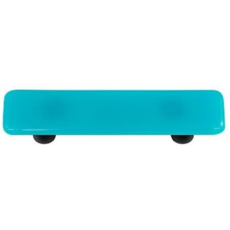 Palacedesigns Turquoise Blue Rectangle Glass Cabinet Pull - Black Post PA2521979